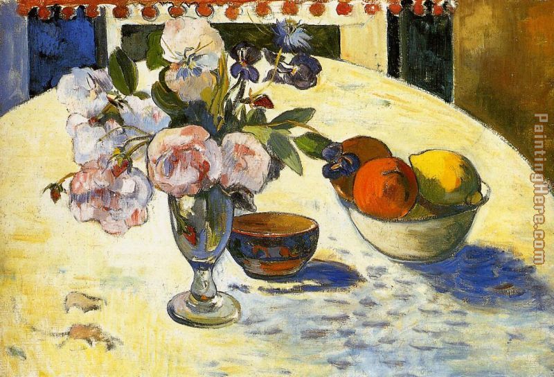 Flowers in a Fruit Bowl painting - Paul Gauguin Flowers in a Fruit Bowl art painting
